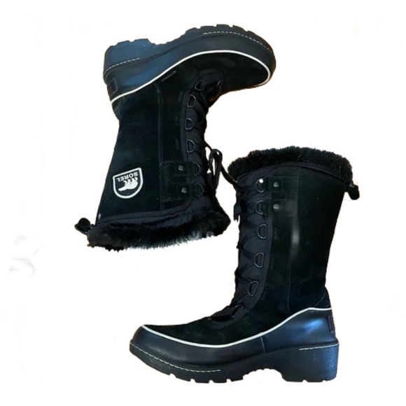 Sorel Tivoli III High Black Suede Leather Mid-Calf Lace Up Winter Snow Boots - Picture 4 of 14